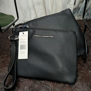 French Connection Black Pebbled Toiletry Bag Duo